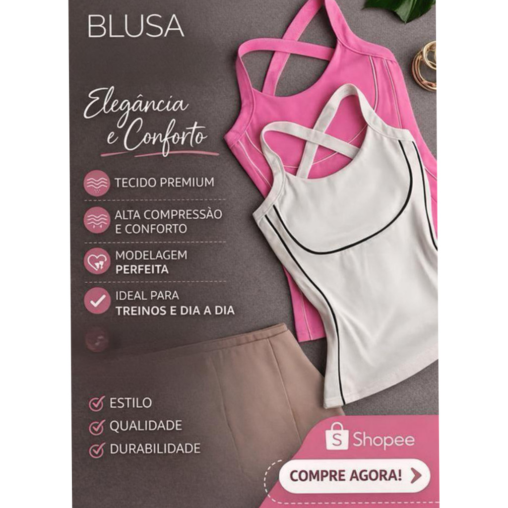 Blusa Alça Cruzada Regata De Alcinha Alta Qualidade em Oferta na Shopee