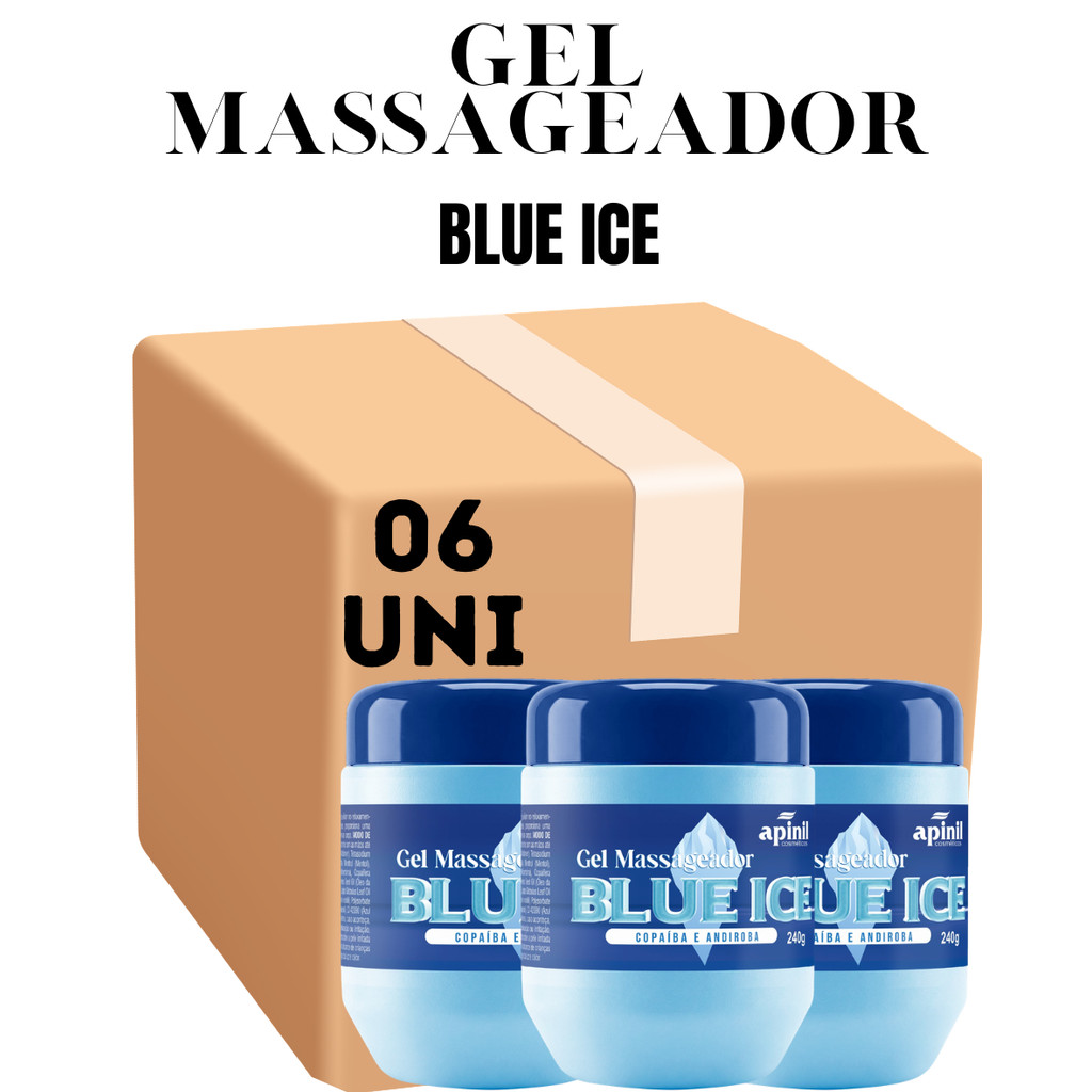Kit com 6 Unidades Gel Massageador Blue Ice 240g Apinil