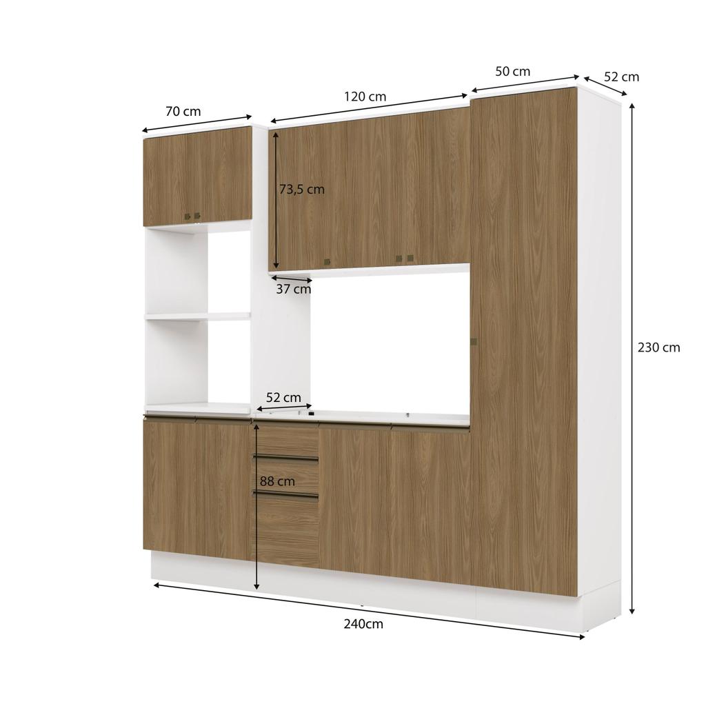 Cozinha Compacta Celeste Kappesberg 100% MDF Branco/Nogueira 240cm · foto 2