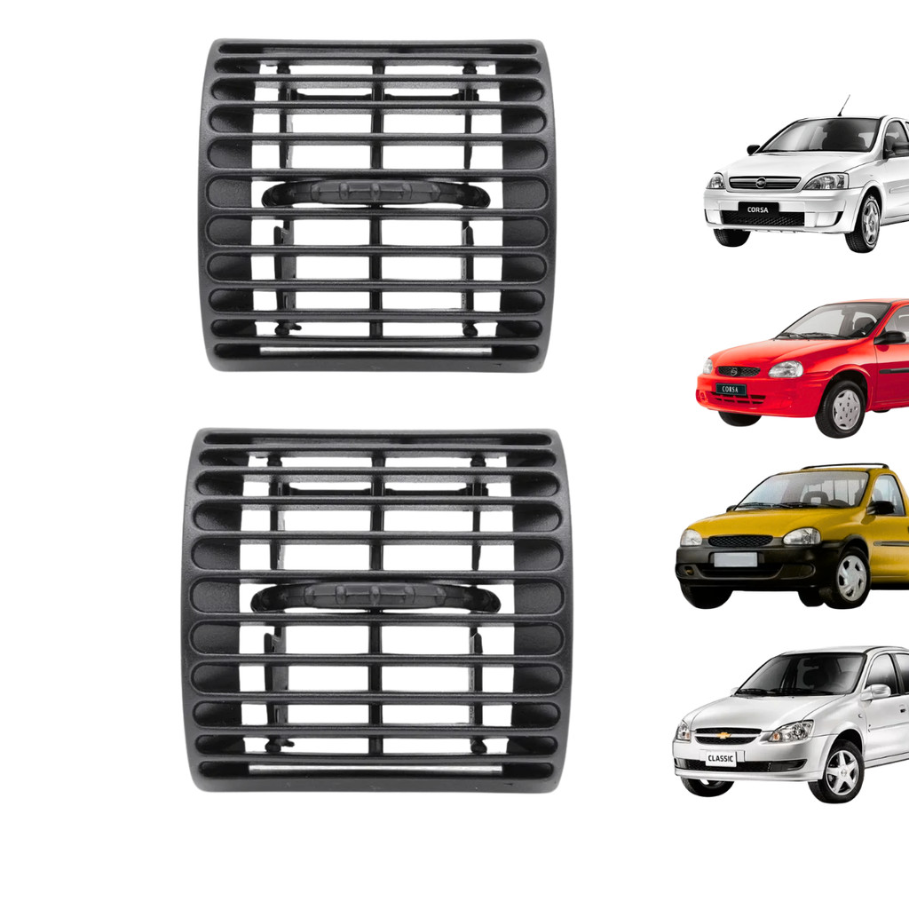 Kit 2 Difusores de Ar Central/Lateral Corsa Hatch Classic Sedan Pickup 94 a 2016 GM Tela Saída