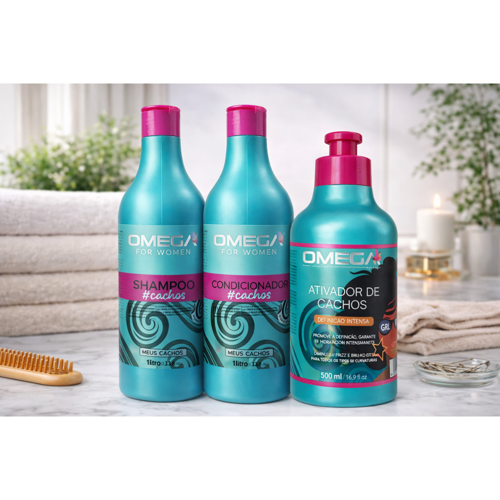 Kit Cachos Shampoo 500ml + Condicionador + Ativador – Definição e Hidratação