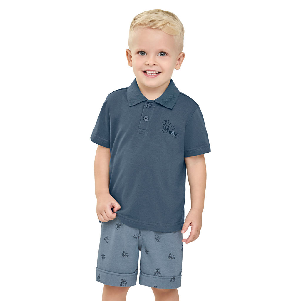 Conjunto Infantil Menino Polo Lagosta Elian Azul