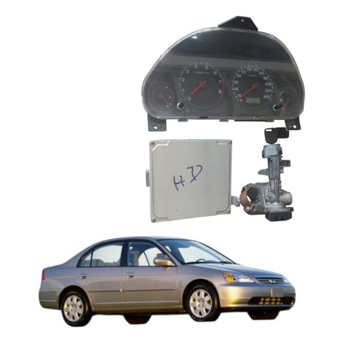 Kit Code Modulo Injecao Chave Painel Honda Civic 2001 2006 Preto