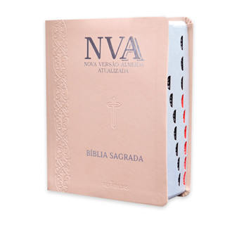 Bíblia Flexível PU Feminina | NVAA - Rosa Rosé - Nova Versão Almeida Atualizada - com Índice Lateral Fácil Leitura em Oferta na Shopee