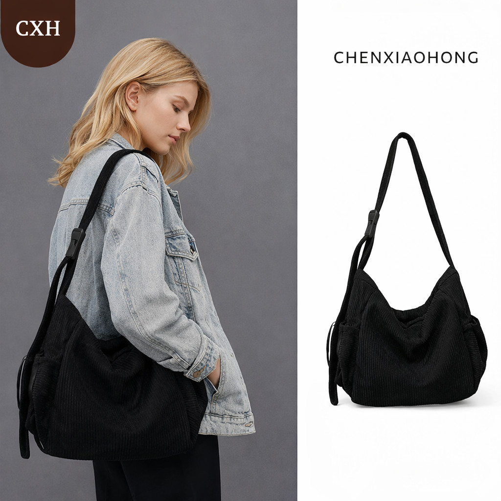 CHENXIAOHONG Bolsa transversal em formato de dumpling feita de veludo cotelê, id