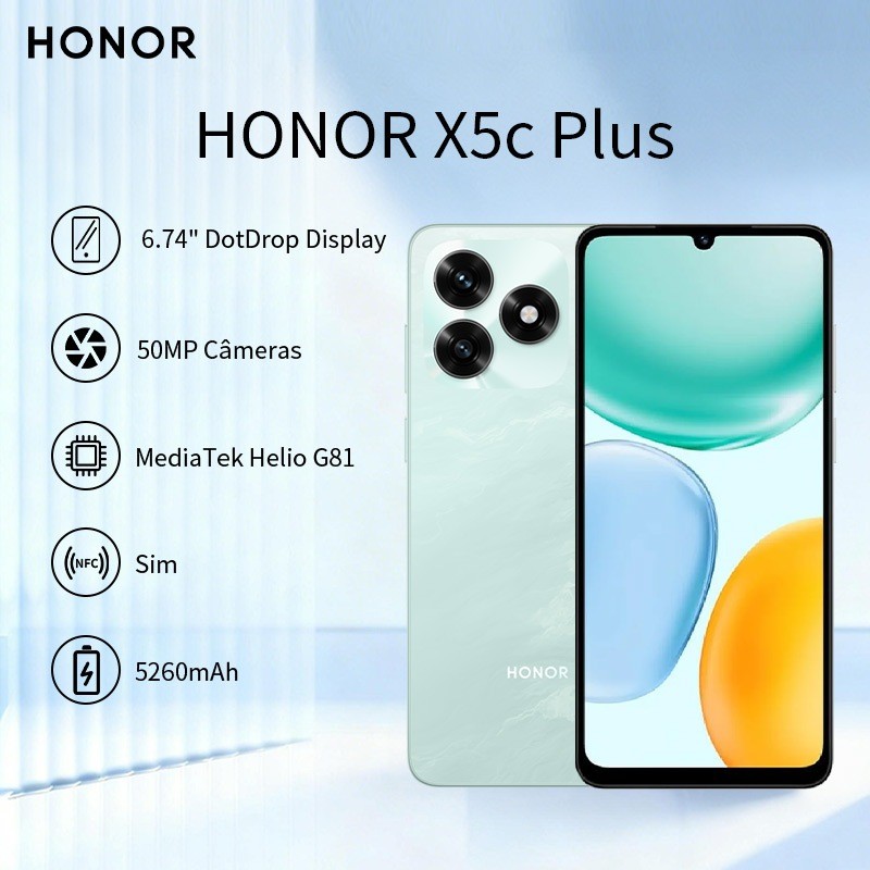 Celular HONOR  X5C PLUS 4G 6GB/256GB 5260mAH Global Original Smartphone celular barato novo