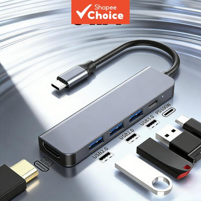 Adaptador Compatível Tipo C para HDMI, Hub USB C 5 Portas, Divisor Multi-funcional 3.0 2.0 PD para Conversor MacBook em Oferta na Shopee