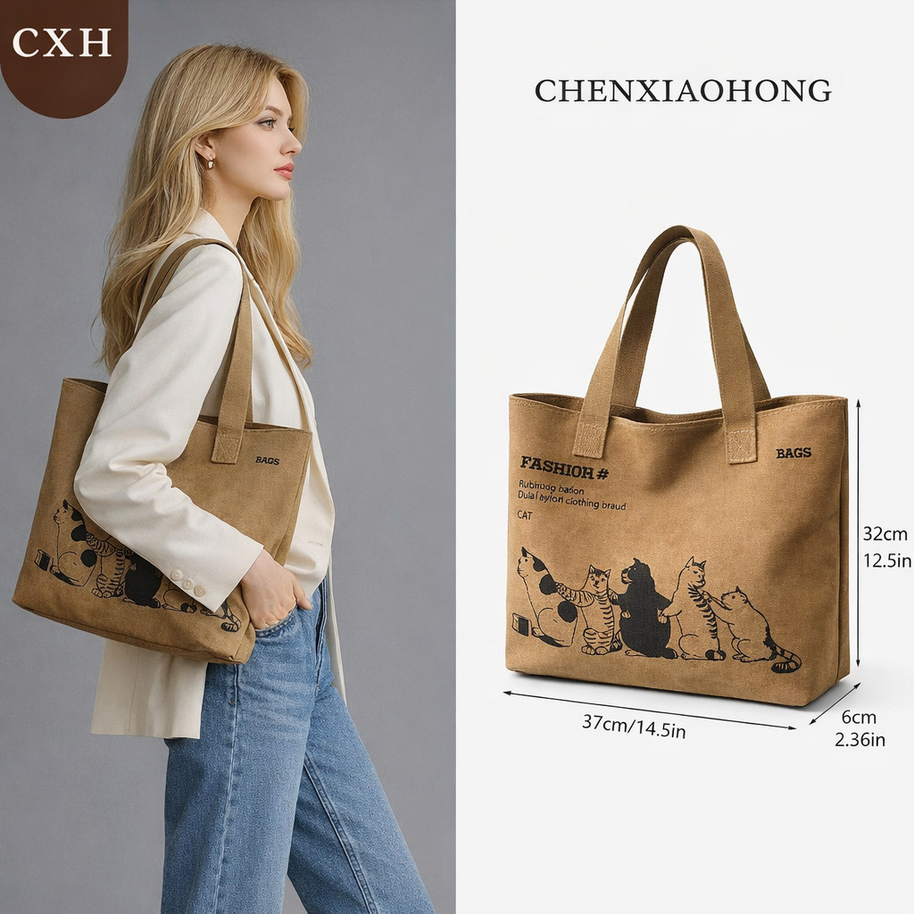 Bolsa de lona estilo vintage CHENXIAOHONG, grande capacidade, pode ser usada com