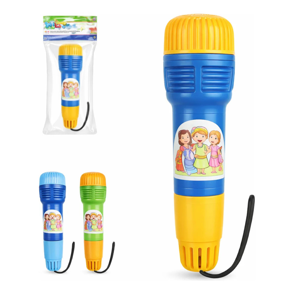 Microfone Infantil Brinquedo Musical 15cm Azul Rosa