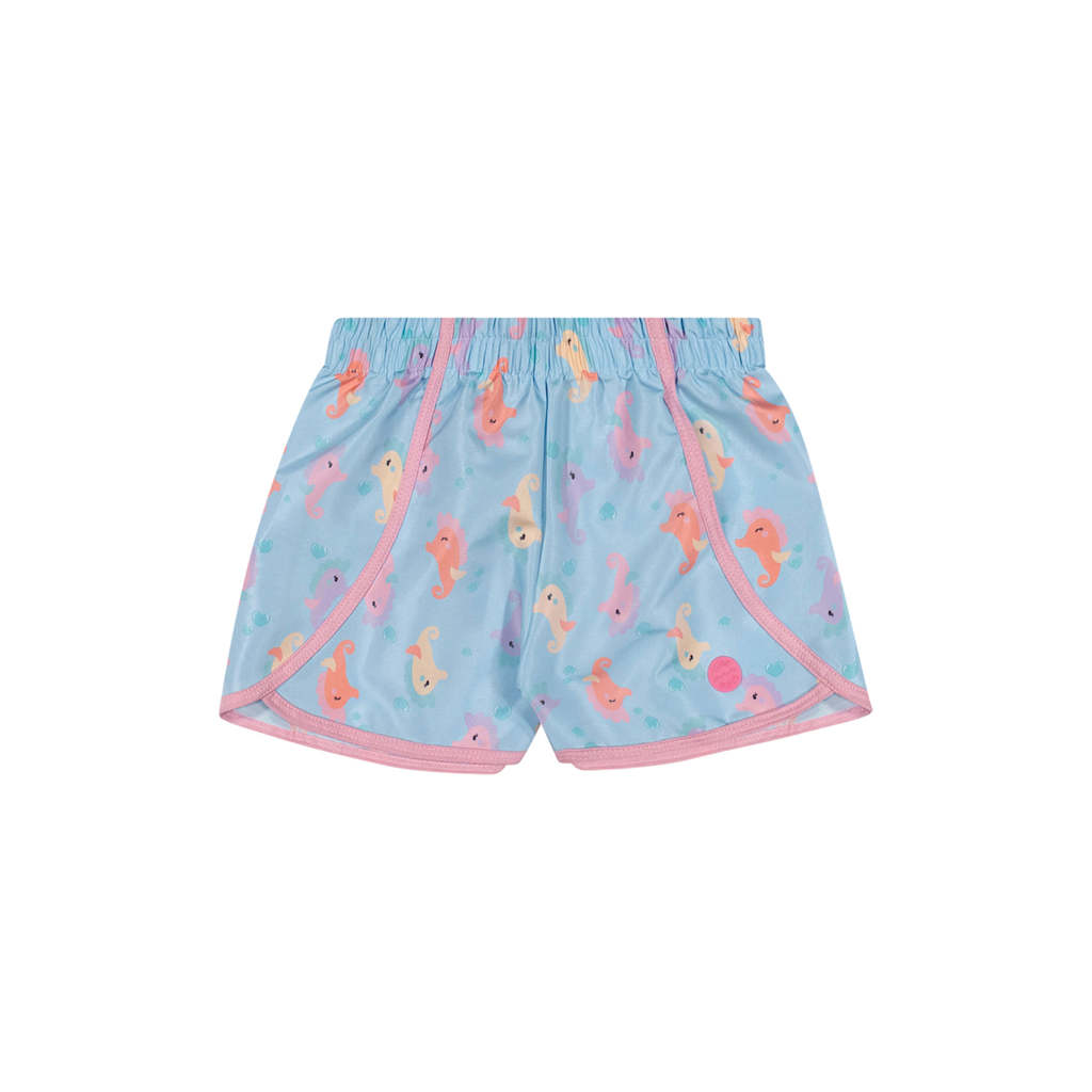 Short de Praia Infantil Menina Tactel Elian Azul