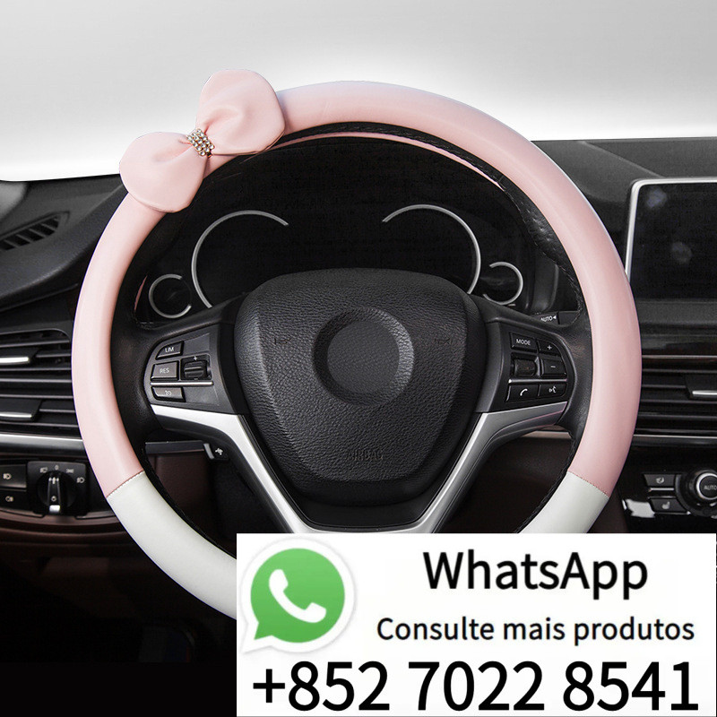 Capa de Volante de Couro Slim para Mulheres, Quatro Estações, Acessórios para Carro, Modelo Universal Novo HKQ3