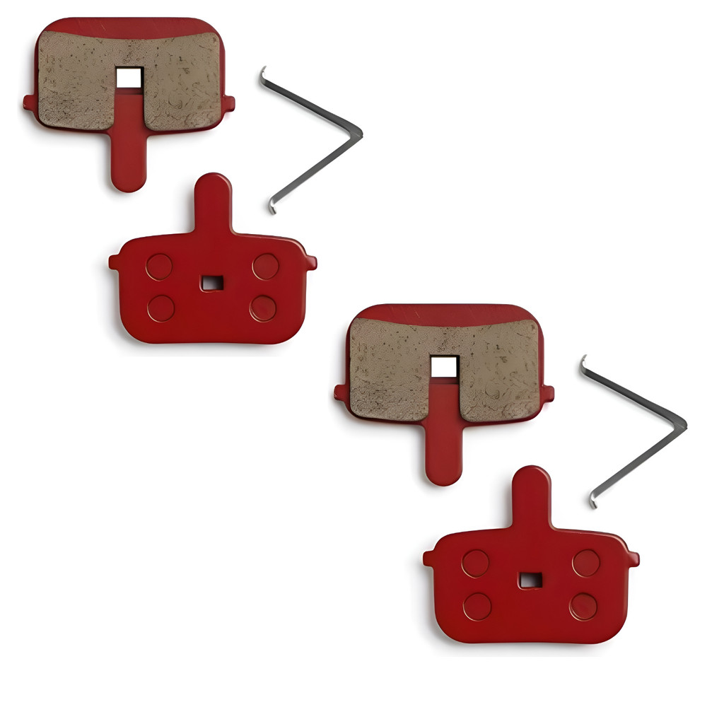 Kit 2 Pares Pastilha de Freio para Bicicleta a Disco Resina Quadrada com Mola Compatível Absolute GTA GTS TWS MTB