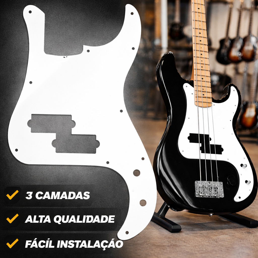 Escudo Contra Baixo Precision 3 Camadas PB Branco Brilhante Wave NPB-01/WH