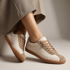Tênis Feminino Estilo Sola Baixa Tecido Respirável Com Couro Camurça Confortável Macio Leve