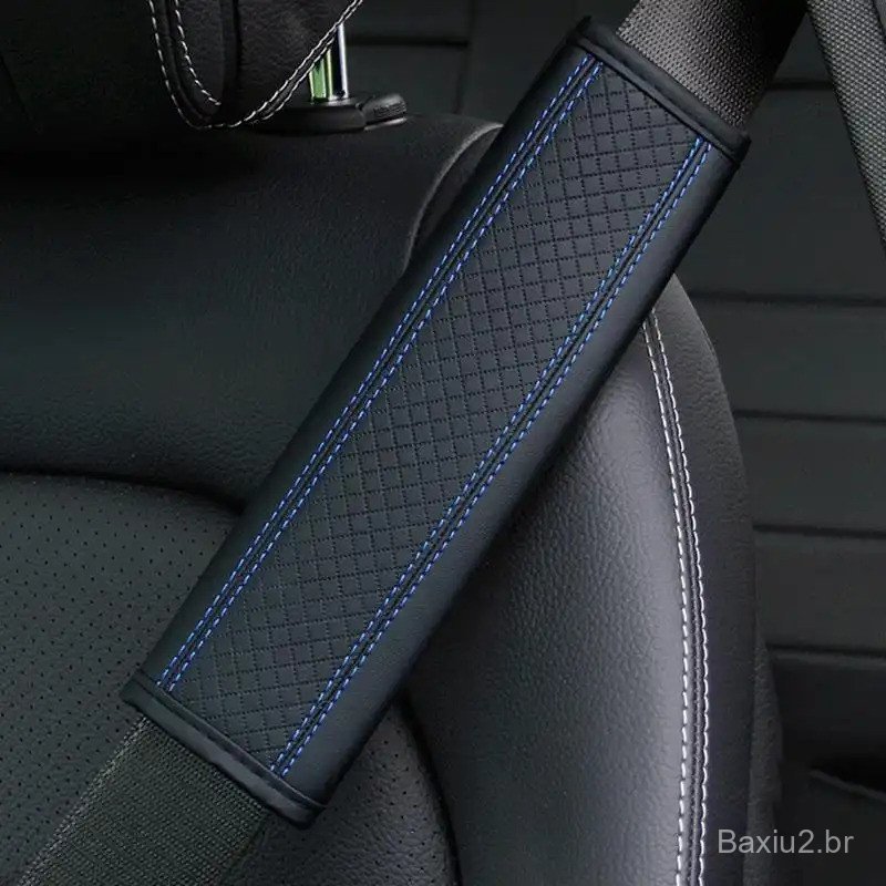 Car Seat Belt Shoulder Pad, 2 Counts/set PU Leather Embossed Car Seat Belt Cover, Car Interior Accessories