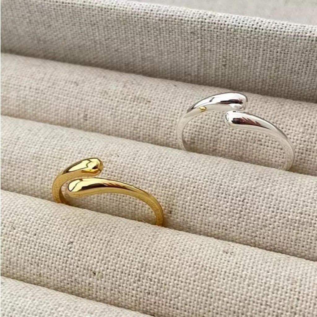 Anel Feminino Minimalista Ajustável Banhado a Ouro ou Prata 925 Design Moderno — imagem 2 de 2