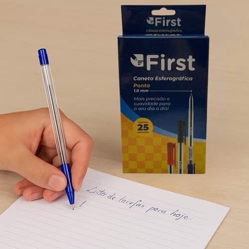 Kit 25 canetas azul escrever material escolar escritório desenhar papelaria completo