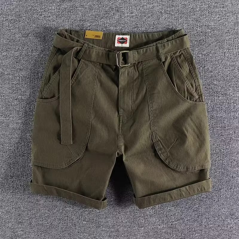 Americano Retro Casual resistente ao desgaste Shorts sujos masculino verão trabalho ao ar livre usar fino solto esportes