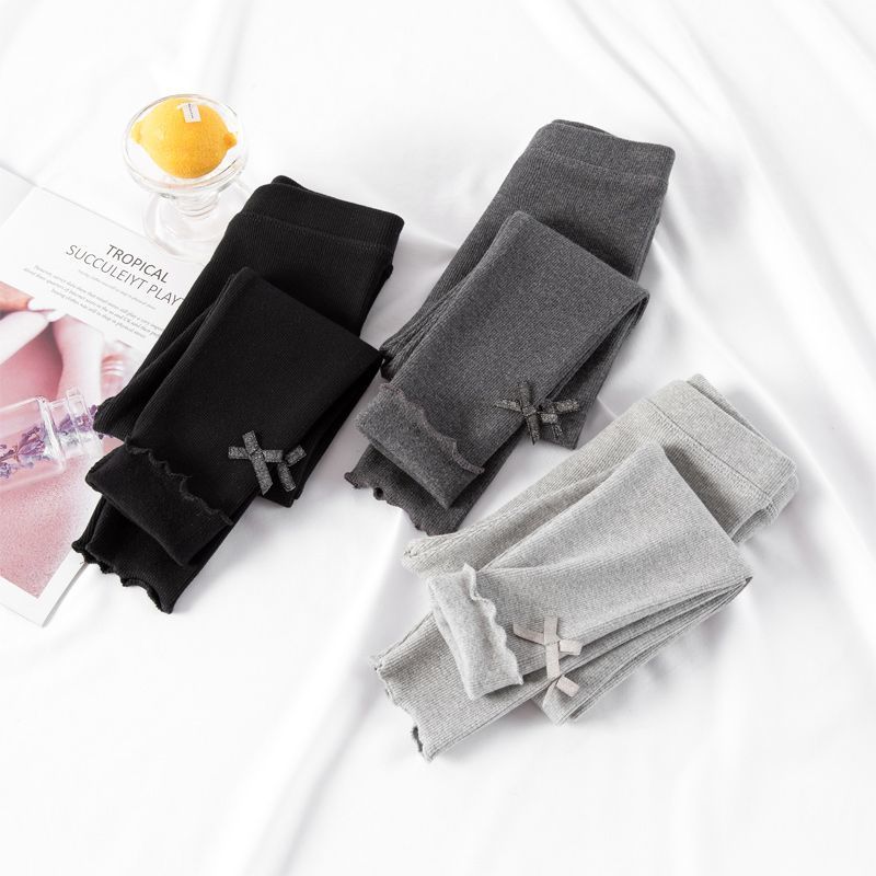 Meninas Leggings primavera outono estilo roupa interior calças crianças lã fina exterior usar calças compridas médio gra