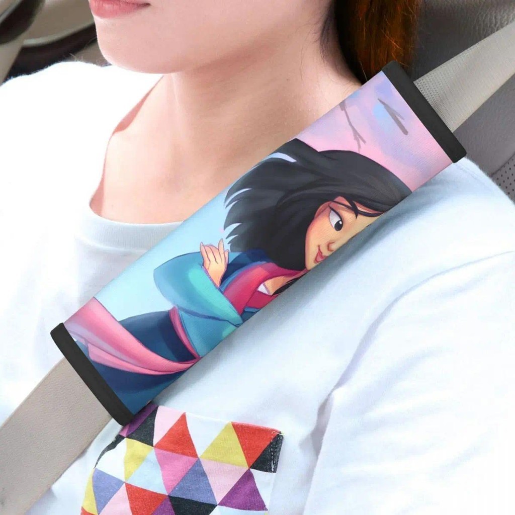 Almofadas De Cinto De Segurança De Carro Mulan Princess Personalizadas 2 Peças Capas De Alça De Ombro Seguras Para