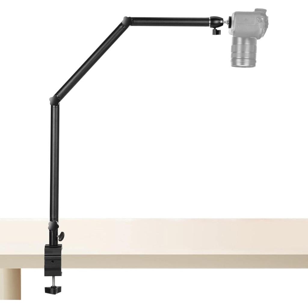 Suporte Mesa Articulado 1/4" com Morsa para Câmera DSLR, Celular, Webcam, Ring Light e Iluminação