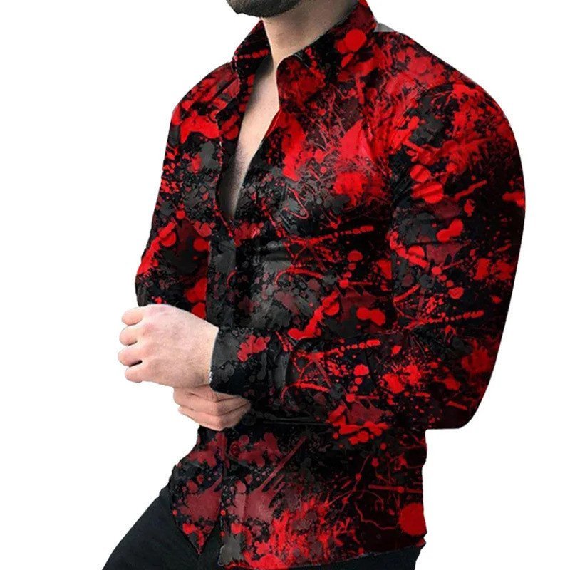 Camisa casual versátil de outono para homens, camisa de rua com gola, camisa de botão único, camisa de manga longa para