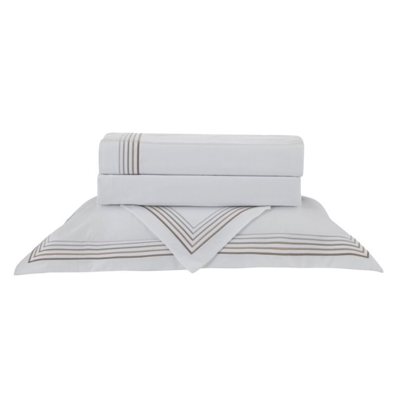 Jogo De Cama 300 Fios Capadocia Kacyumara Branco/Fend em Oferta na Shopee