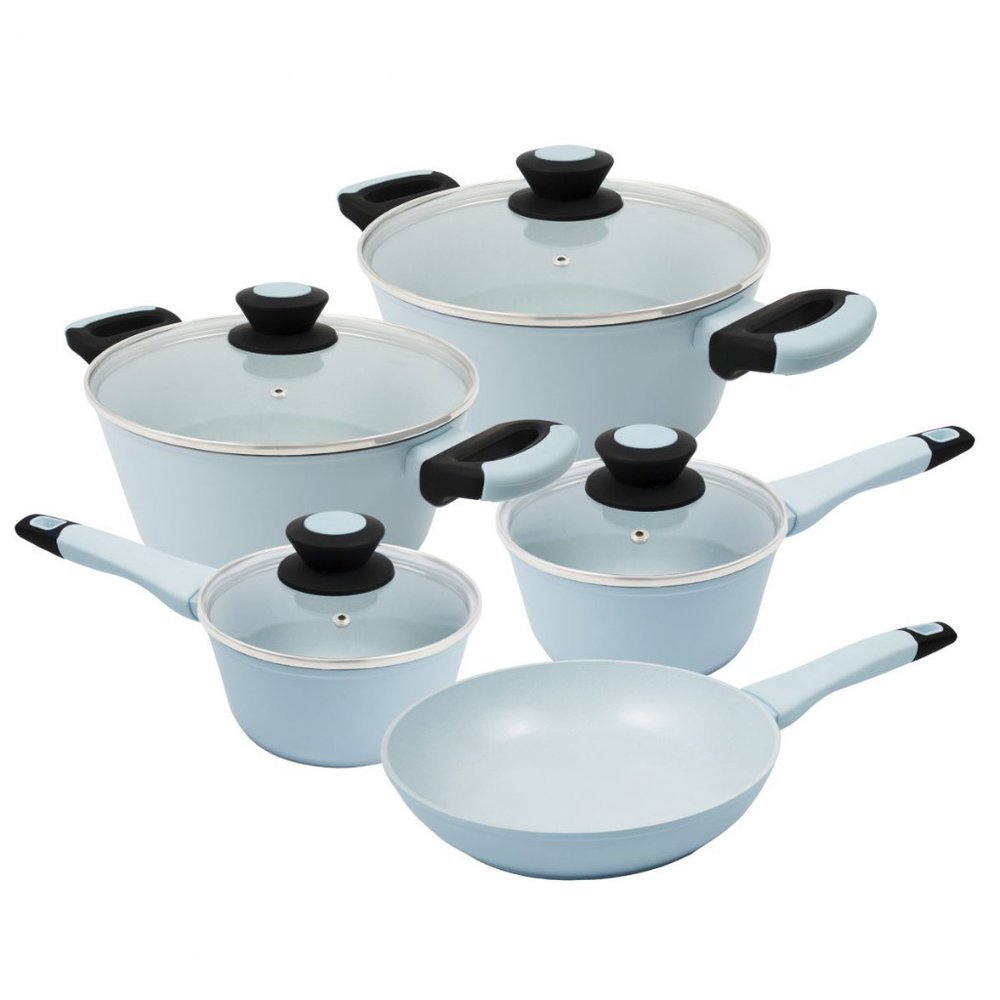 Conjunto de Panelas em Alumínio Forjado 5 Peças Everyday Ice Oxford Panela Azul