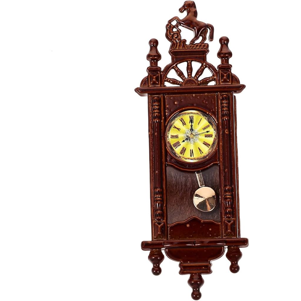 Relógio de casa de bonecas vintage, escala 1:12, modelo em miniatura, relógio de parede, relógio de avô, relógio de made