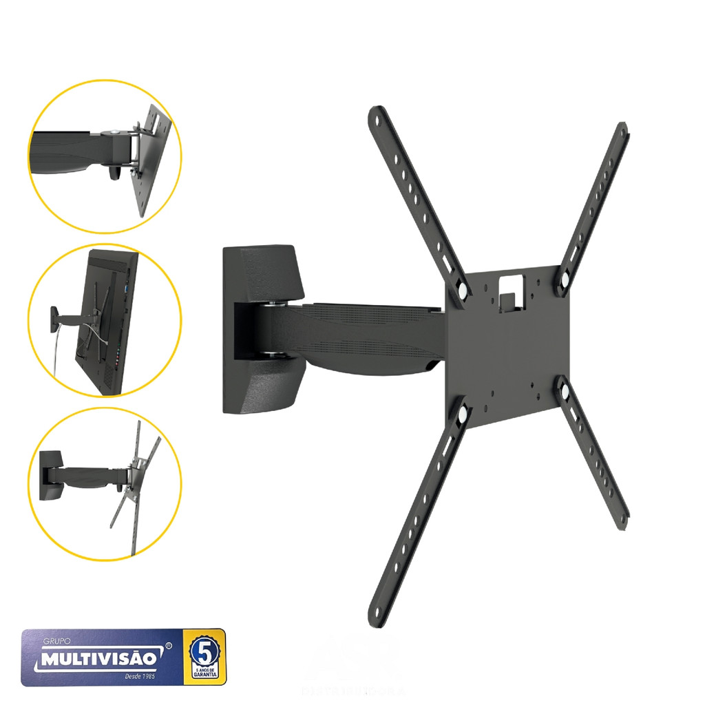 Suporte P/Tv Biarticulado C/Inclinação 14-56 Polegadas 25kg