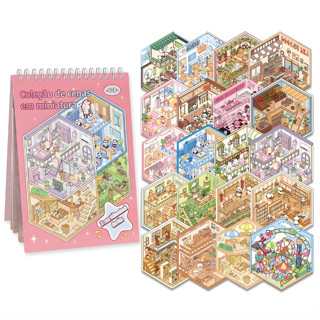 Adesivos Livro 3D Miniatura Cenário De Paisagismo Kawaii Fofo DIY Scrapbooking 19/20/45 páginas em Oferta na Shopee