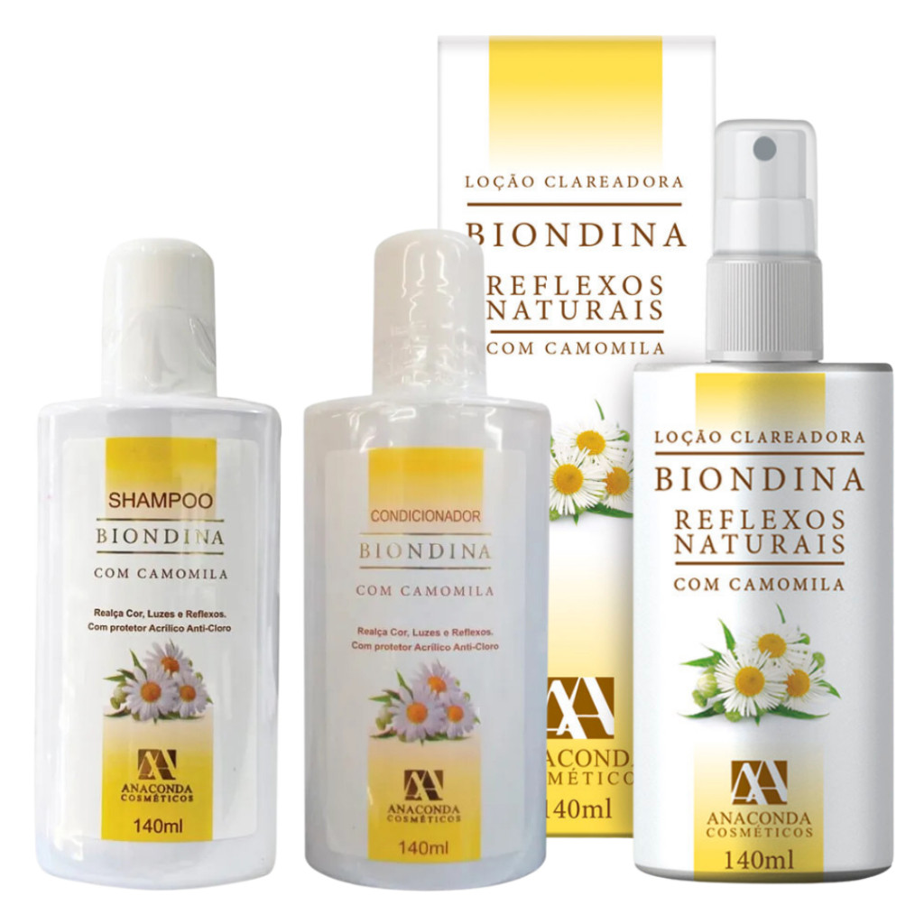Kit Clareador Anaconda Biondina Clareador Shampoo Condicionador E Loção Spray Pump ou Avulsos em Oferta na Shopee