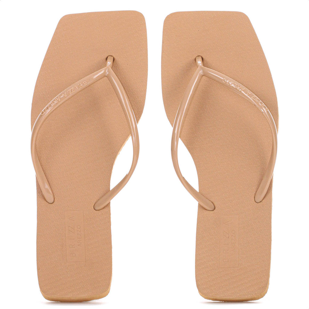 Chinelo Brizza Arezzo Bico Quadrado Flat Tira Slim Nude - Feminino em Oferta na Shopee