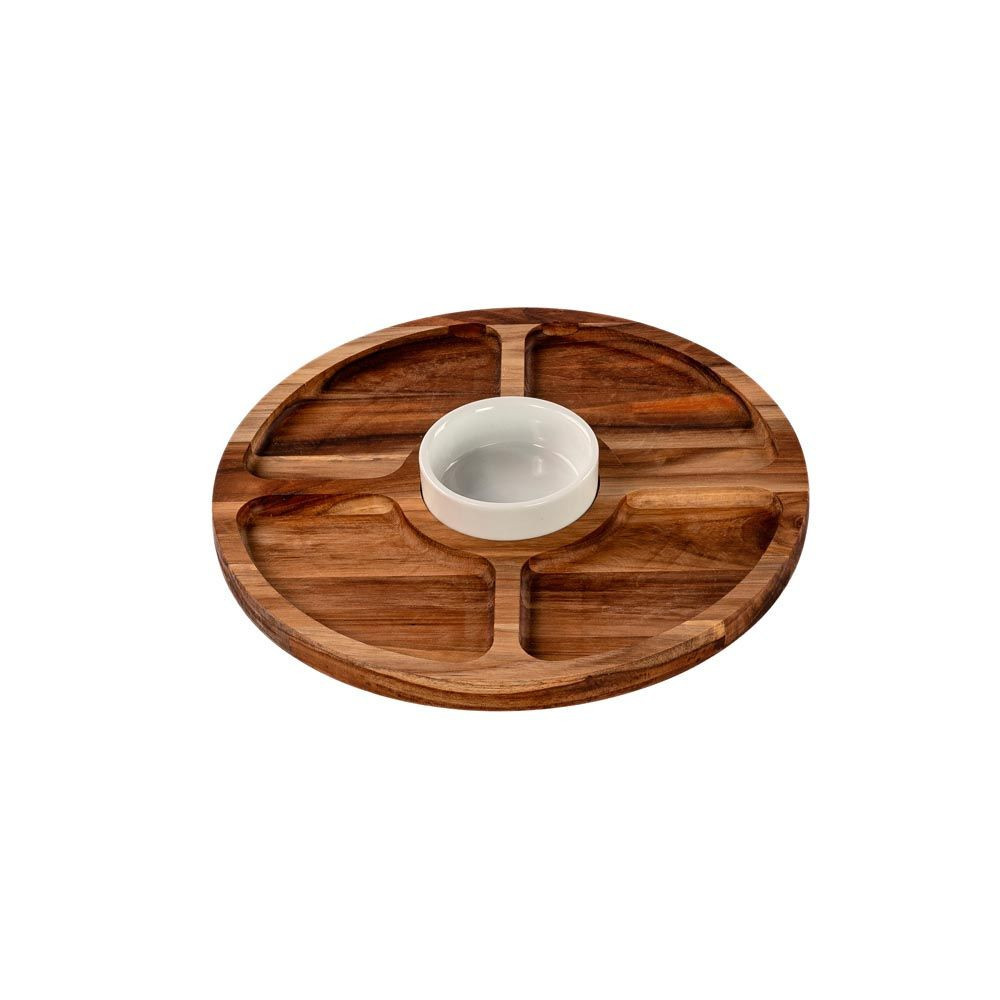 Petisqueira Teca Red. 30cm 4 Divisoes e 1 Pote Stolf
