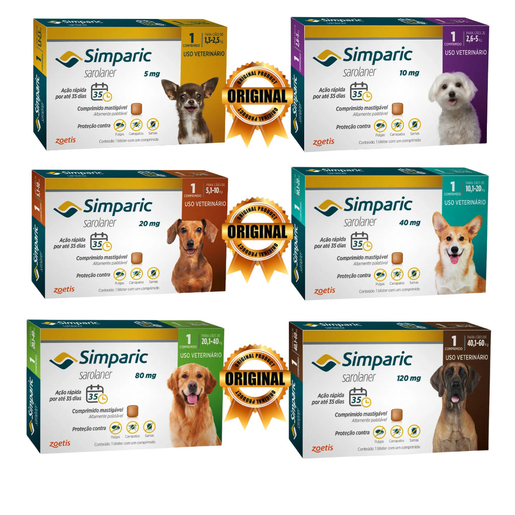 Simparic Antipulgas Carrapatos E Sarnas Com 1 Comprimido em Oferta na Shopee