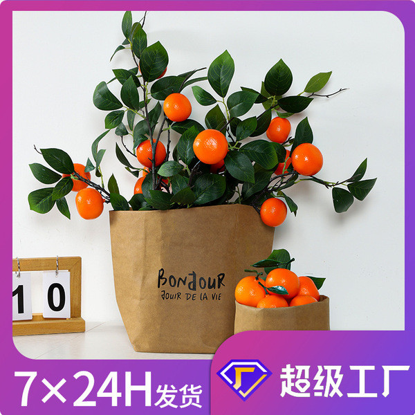 plantas artificial decoração flores artificiais para decoração Sala de estar decoração de flores falsas ramo laranja sim