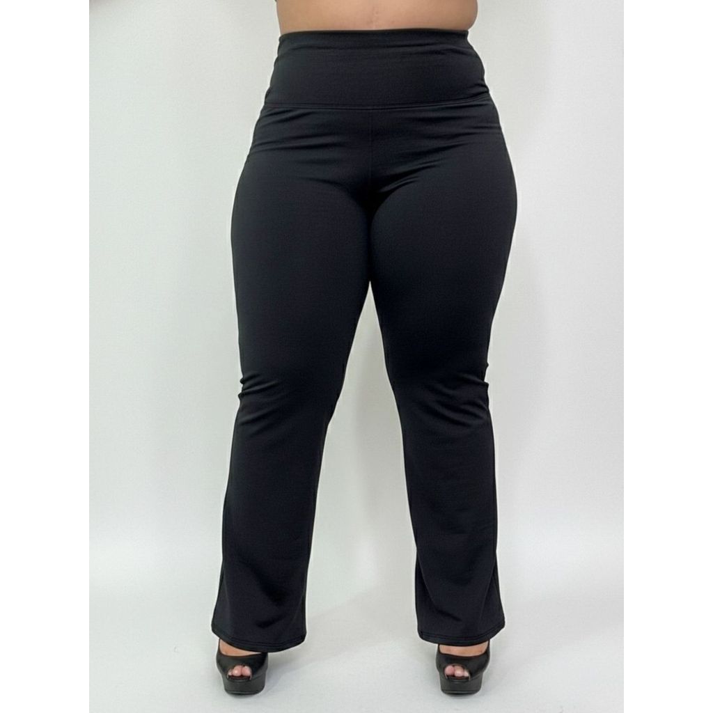 Calça Bailarina Flare Suplex Lisa Dia a dia Cintura Alta Basica Não Transparente Plus Size G1 G2 G3 em Oferta na Shopee