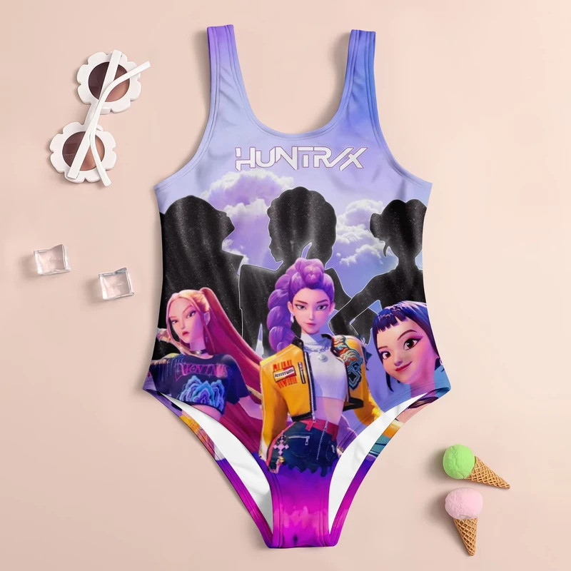 MINISO Verão Feminino KPop Demon Hunters Maiô Crianças Vestir Meninas Das Mulheres De Uma Peça Impressão 3D Praia Moda R em Oferta na Shopee