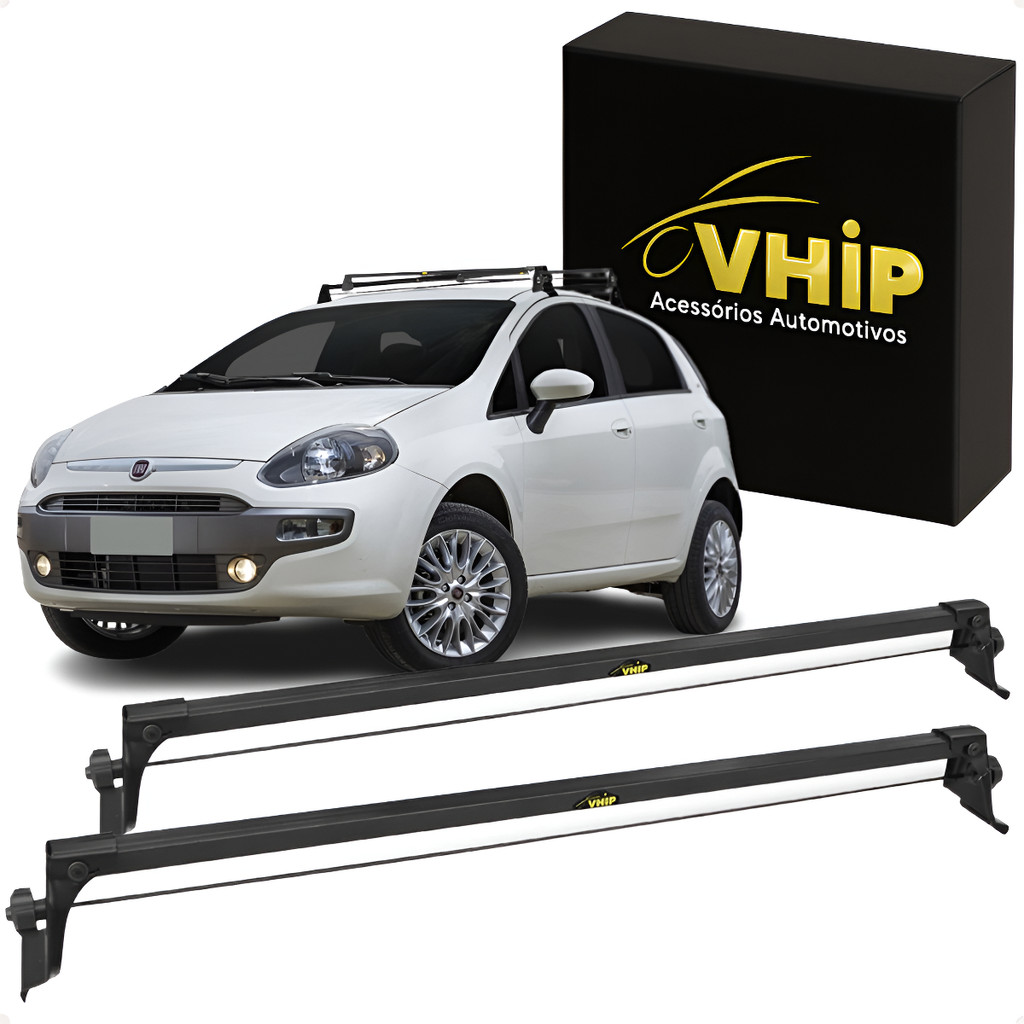 Par Rack De Teto Bagageiro Aço Fiat Punto 04 Portas 2007 2008 2009 2010 2011 2012 2013 2014 2015 2016 2017