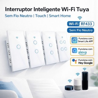 Interruptor Smart Wi-Fi Touch sem Fio Neutro, Controle por App e Voz em Oferta na Shopee