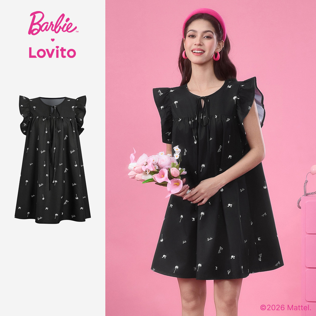 Barbie™ X Lovito Vestido Casual Primavera/verão Preto para Mulheres LB1AD040 em Oferta na Shopee