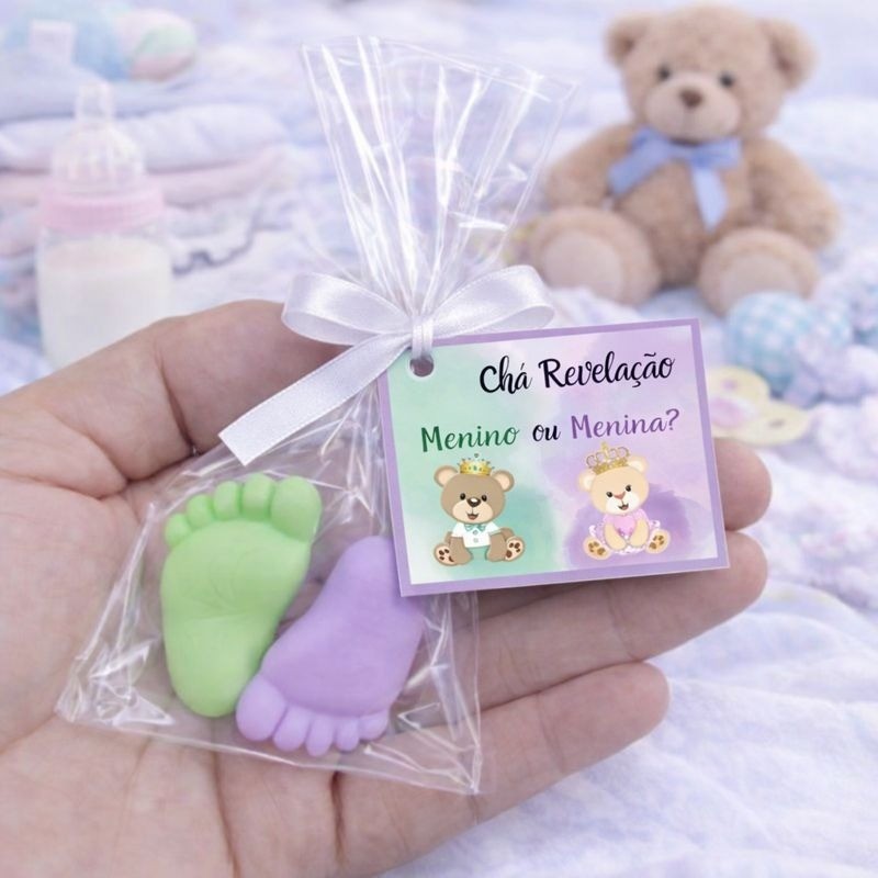 80 Mini Pezinhos de Sabonete Perfumado para Lembrança de Chá de Bebê Menino 40 pares lembrancinhas