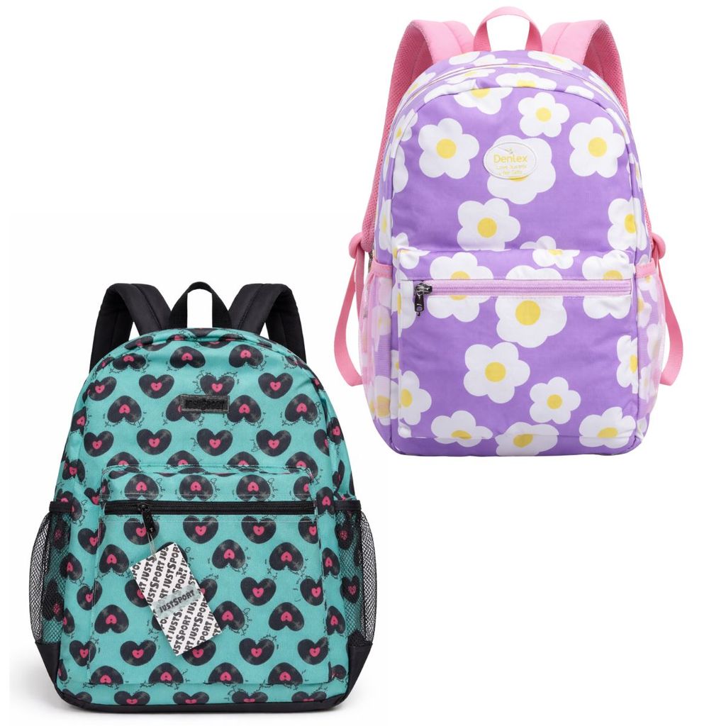 Mochila Escolar De Alças Feminino Florida 2 Bolsos Juvenil