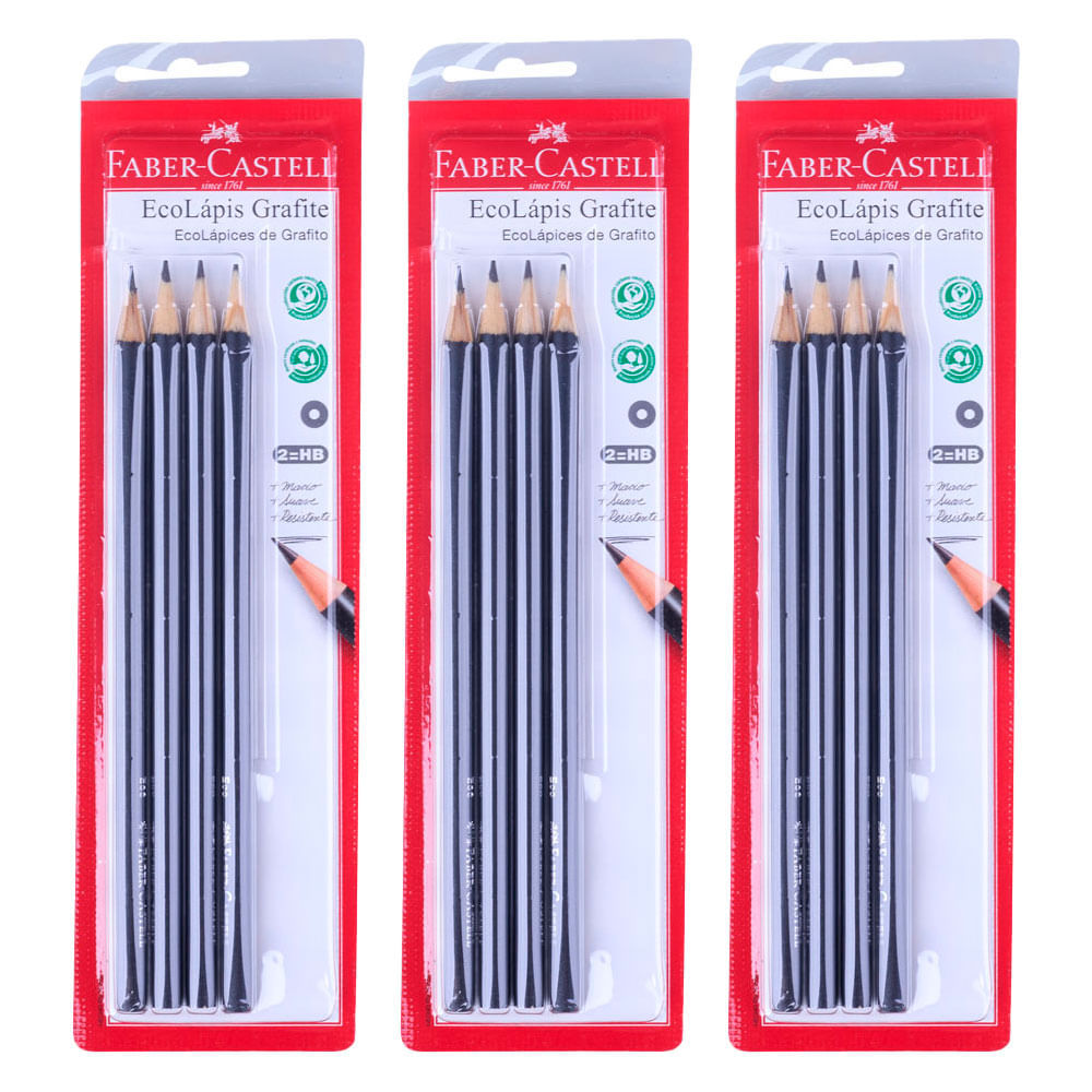 Kit de Lápis Grafite Faber-Castell Max Preto Nº2 com 12 Unidades