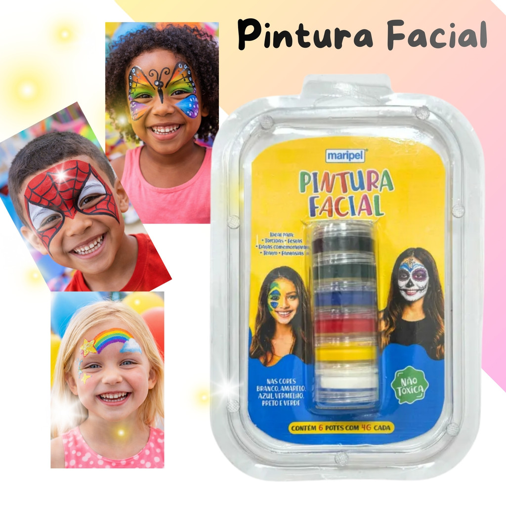 Tinta facial cremosa Maripel com 6 cores