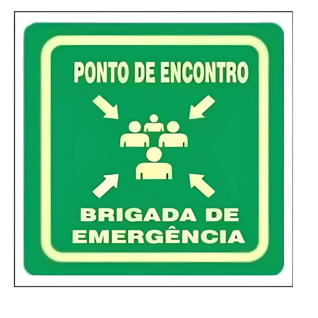 Placa de Sinalização de Emergência - Ponto De Encontro, Brigada de Emergência 30x30cm