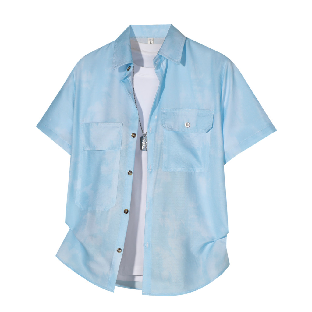 Haibinzoulu Camisa Masculina De Manga Curta Estampada Moda Casual Verão Tops Macio Respirável Streetwear Uso Diário Roup