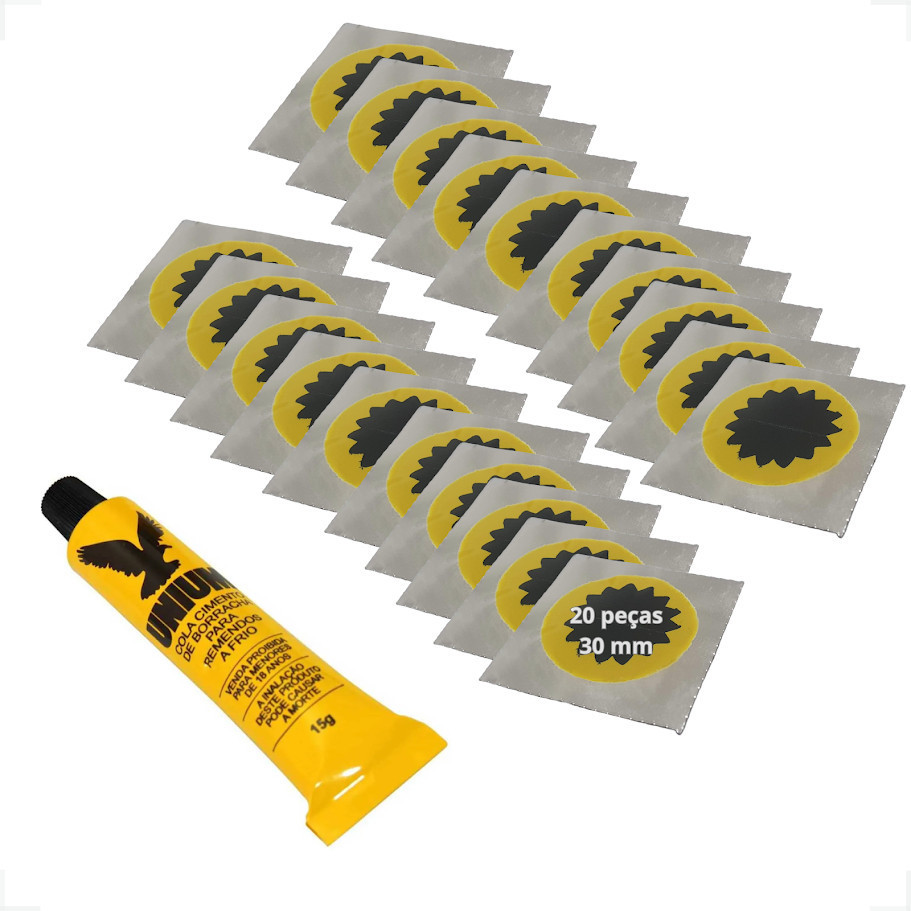 20 Remendos Vipal Estrela 30mm Bike Moto Bicicleta + Cola