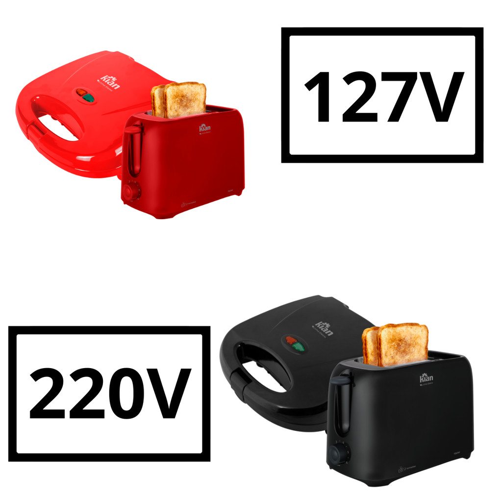 Conjunto Sanduicheira Grill 750W Antiaderente 2 Em 1 E Torradeira 750W TO-100 Casa Cozinha - Kian