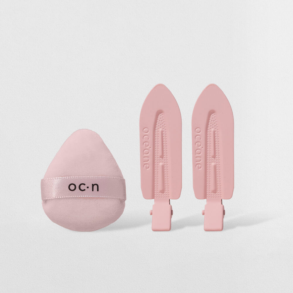 Kit Acessórios para Make – Presilha de Cabelo Rosa + Mini Esponja Océane Edition (2 Produtos)